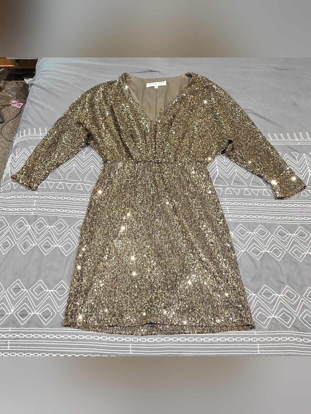 Trina Turk Gold Sequin Mini Dress Size 0
